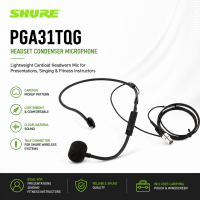 Shure PGA31TQG Headset Condenser Microphone – Lightweight Cardioid Headworn Mic for Presentations, Singing & Fitness Instructors