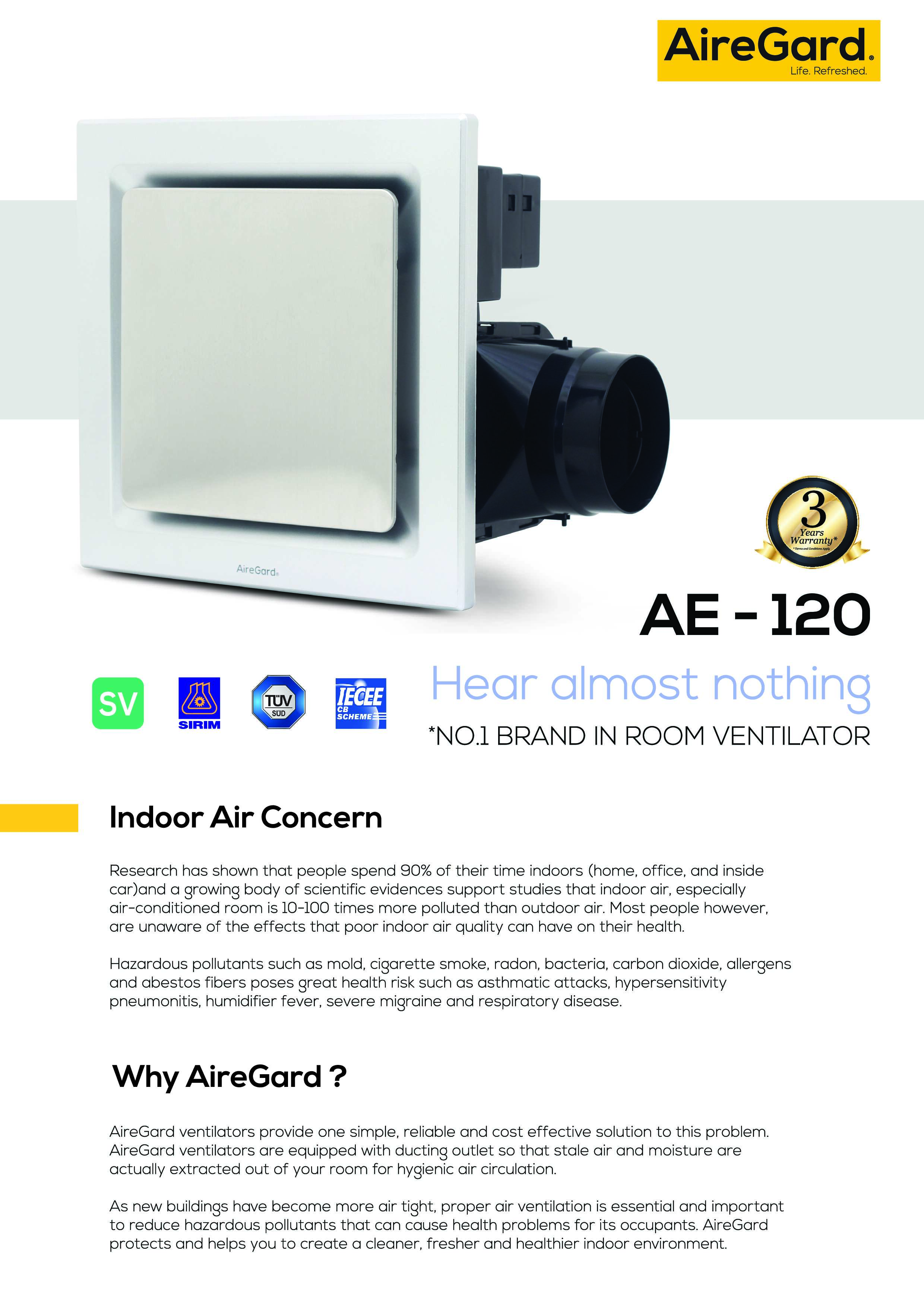 AireGard Air Ventilation Exhaust Fan (Round) AE-120 D1