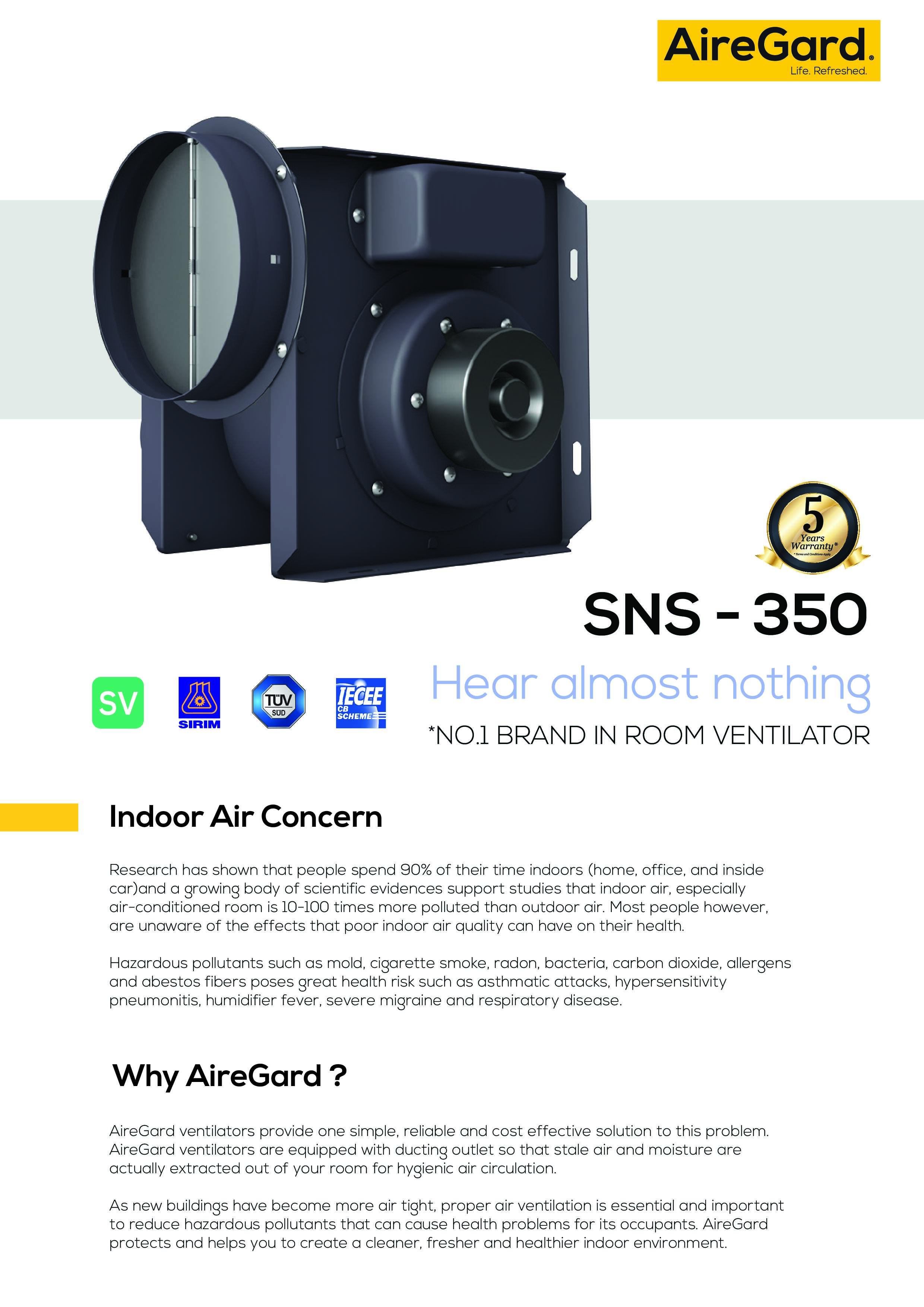 Airegard Pengalih Udara In Line Series SNS-350