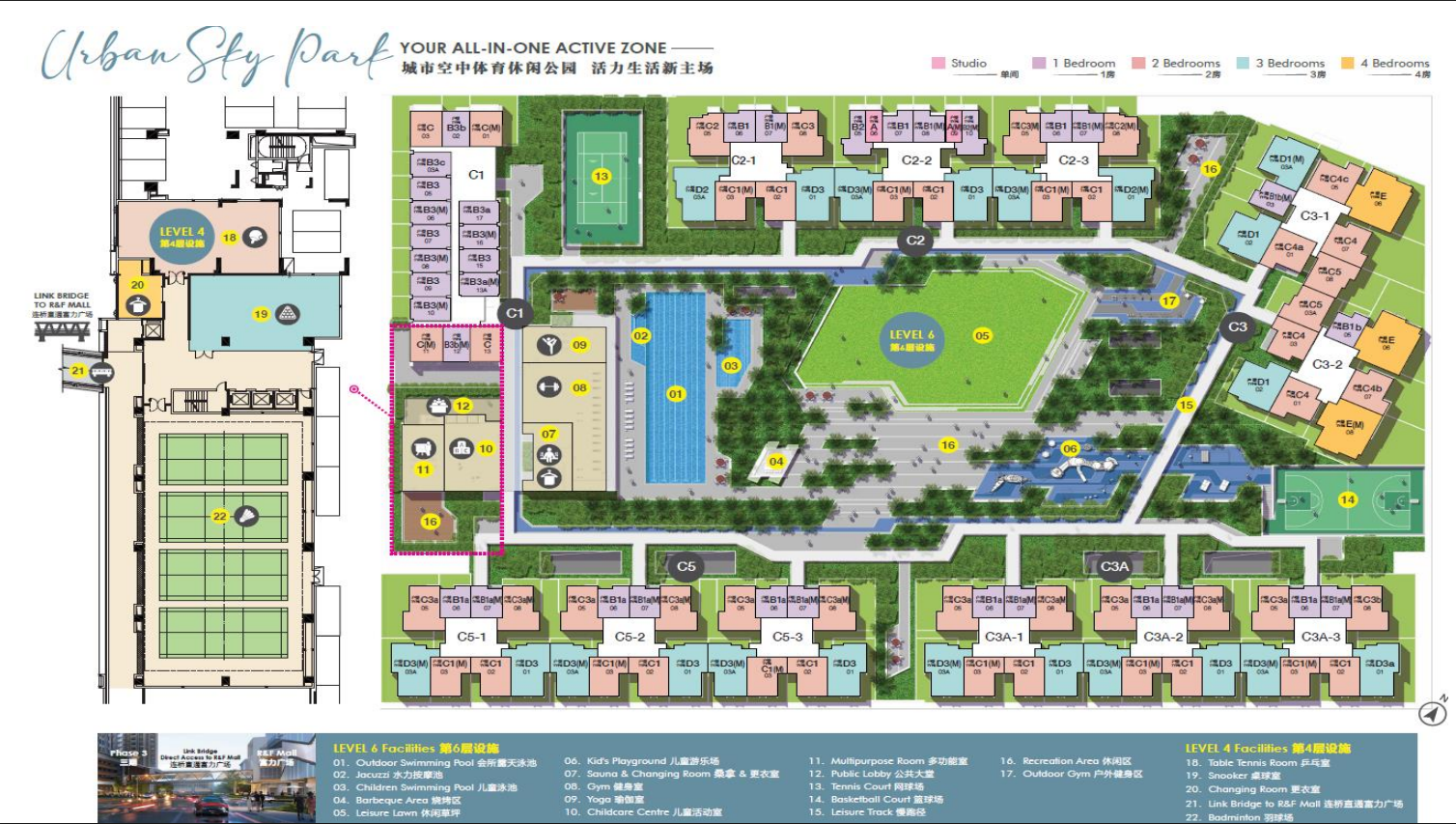R&F Princess Cove Phase 3 Level 6 facilities Olympic swimming pool gym yoga kids playground basketball tennis court and sky park