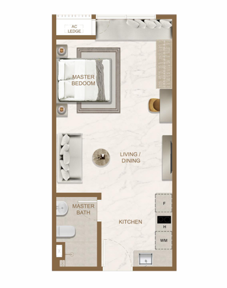 Skyline One Sentosa Tower A Type D 430 sqft 1 bedroom 1 bathroom floor plan Johor Bahru