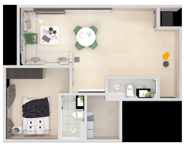 Space Residency 645 sqft floor plan 1 plus 1 bedroom layout near KSL City Mall Johor Bahru