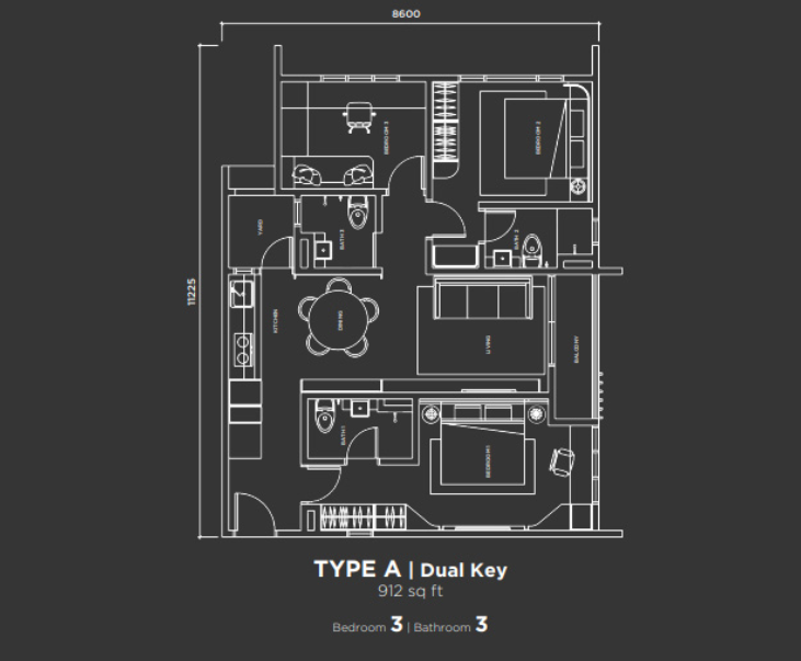 Summer Suites Type A floor plan Johor Bahru