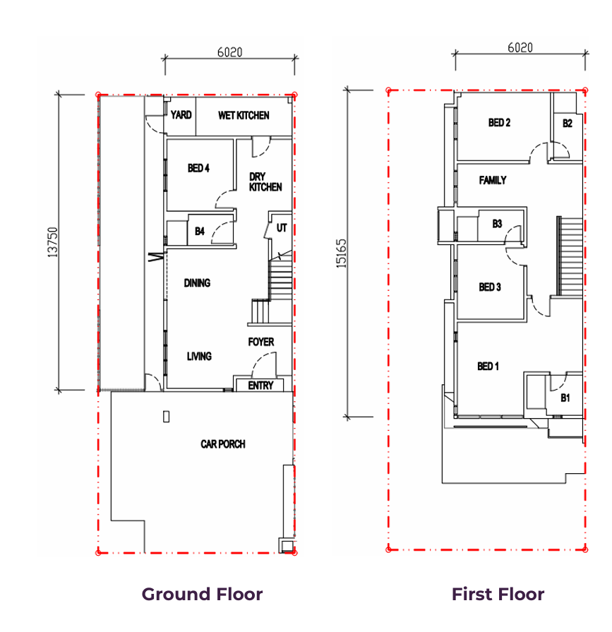 The Straits View Garden Avina cluster home 30 x 70 2210 sqft floor plan 4 bedrooms 4 bathrooms Permas Jaya