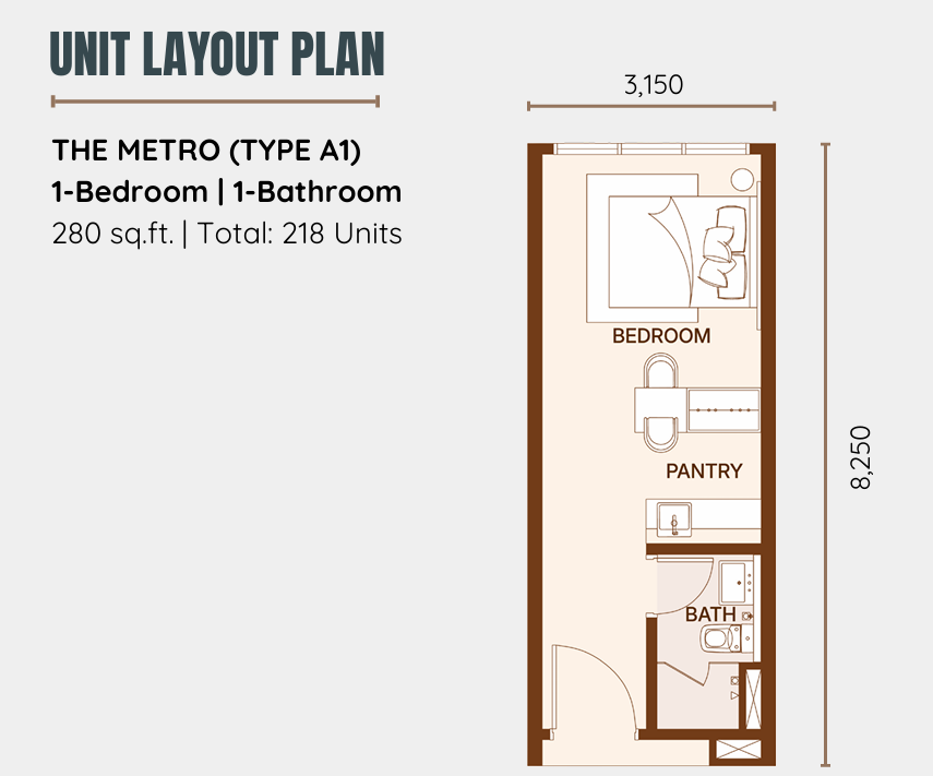 Coronade Twins Type A 280 sqft floor plan near RTS Bukit Chagar and CIQ Johor Bahru