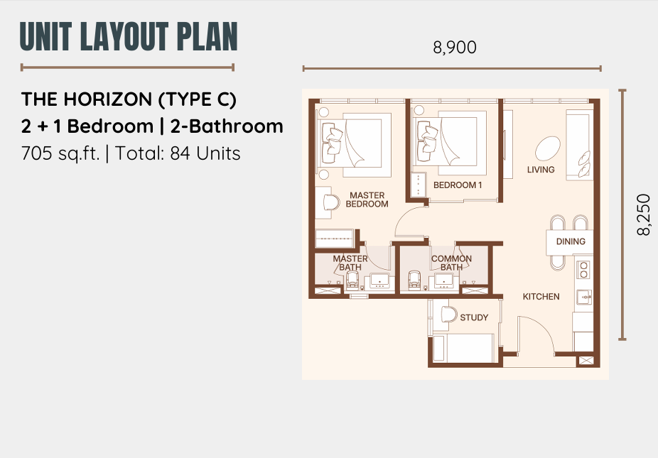 Coronade Twins Type C 705 sqft floor plan near RTS Bukit Chagar and CIQ Johor Bahru