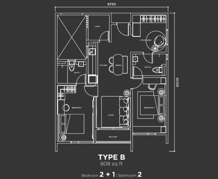 Summer Suites Type B floor plan Johor Bahru