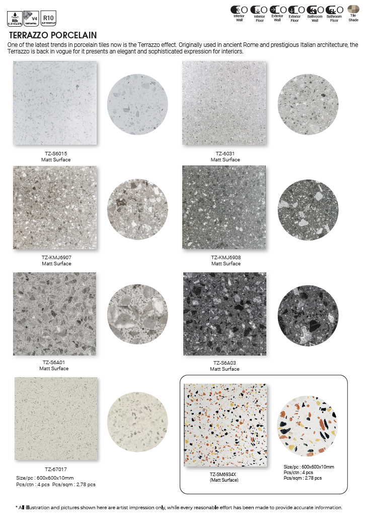 gng, cantik, terrazzo tile