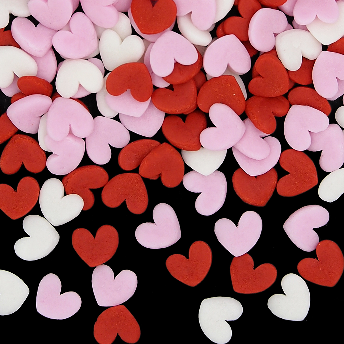 Large 13mm natural red super heart confetti sprinkles for industrial bakery and professional cake decorating
