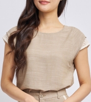 Natural Crochet Cotton Linen Top