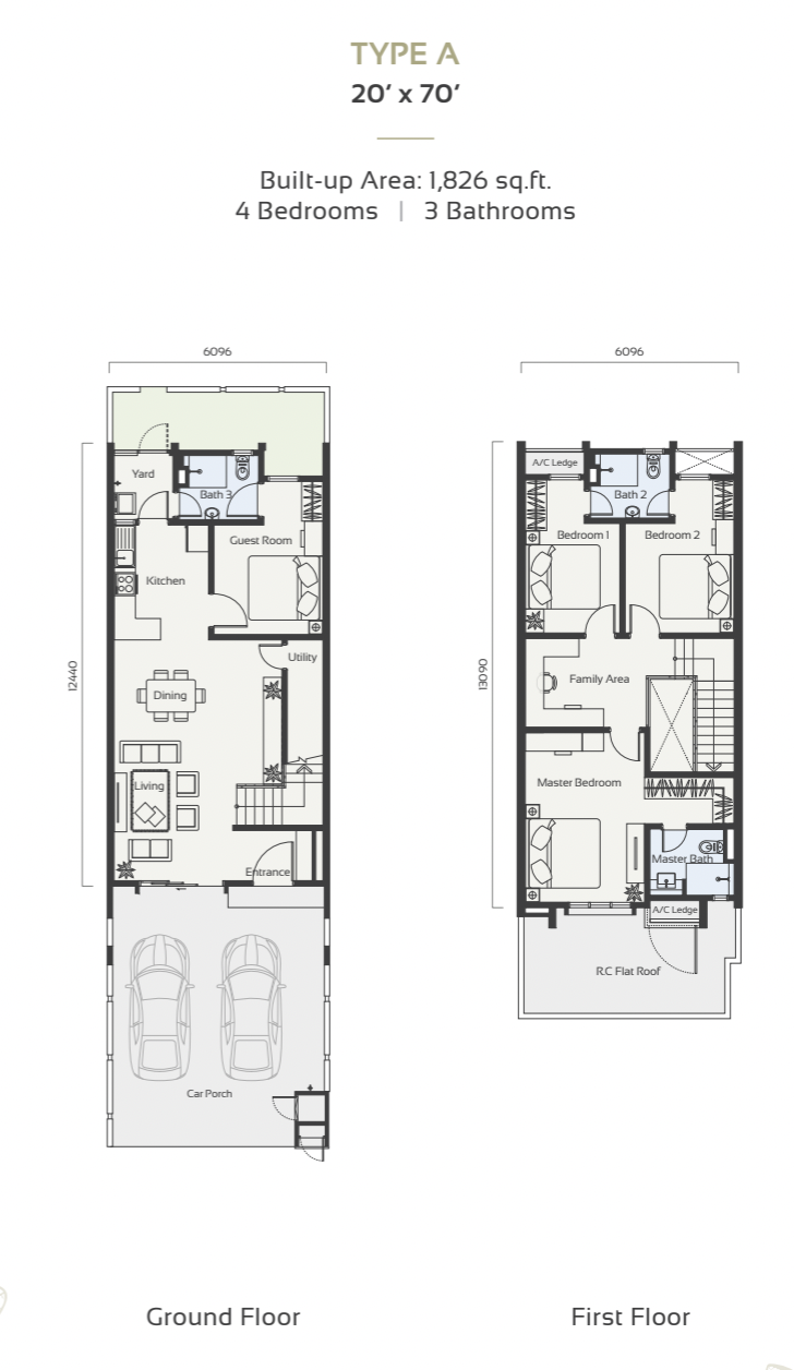 Murraya Tamansari Type A floor plan 1826 sqft