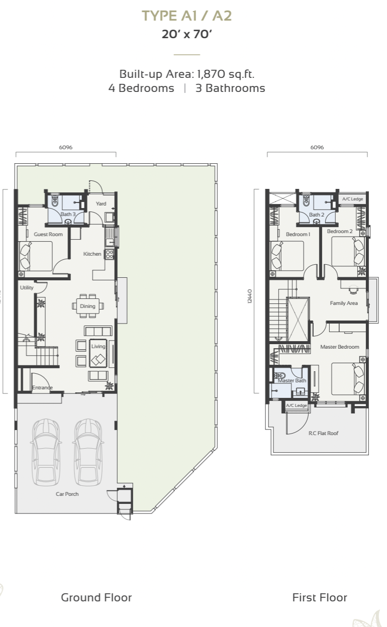 Murraya Tamansari Type A1 A2 floor plan 1870 sqft