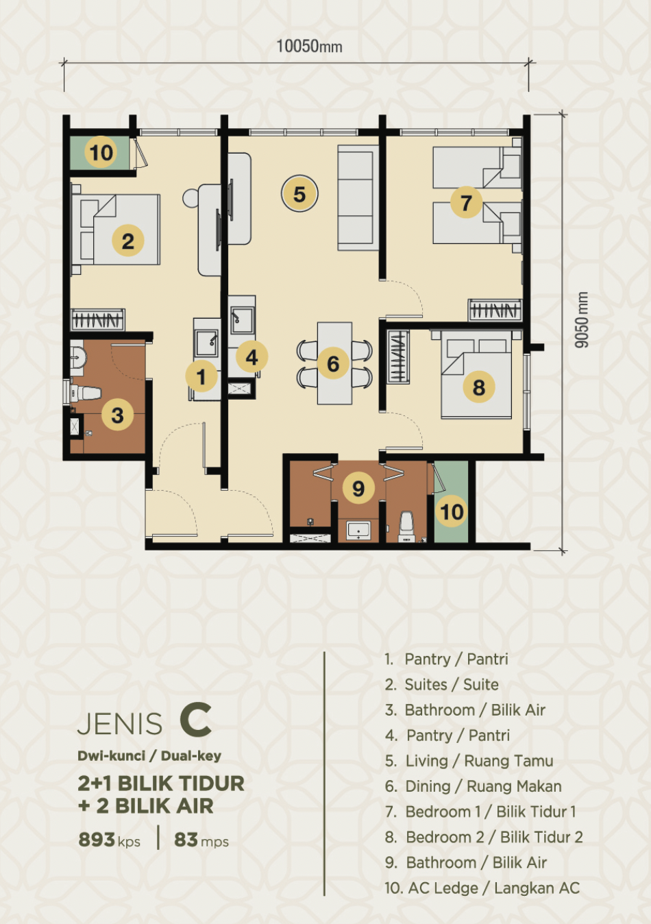 EXSIM Erinaz Suites Type C Dual Key Floor Plan