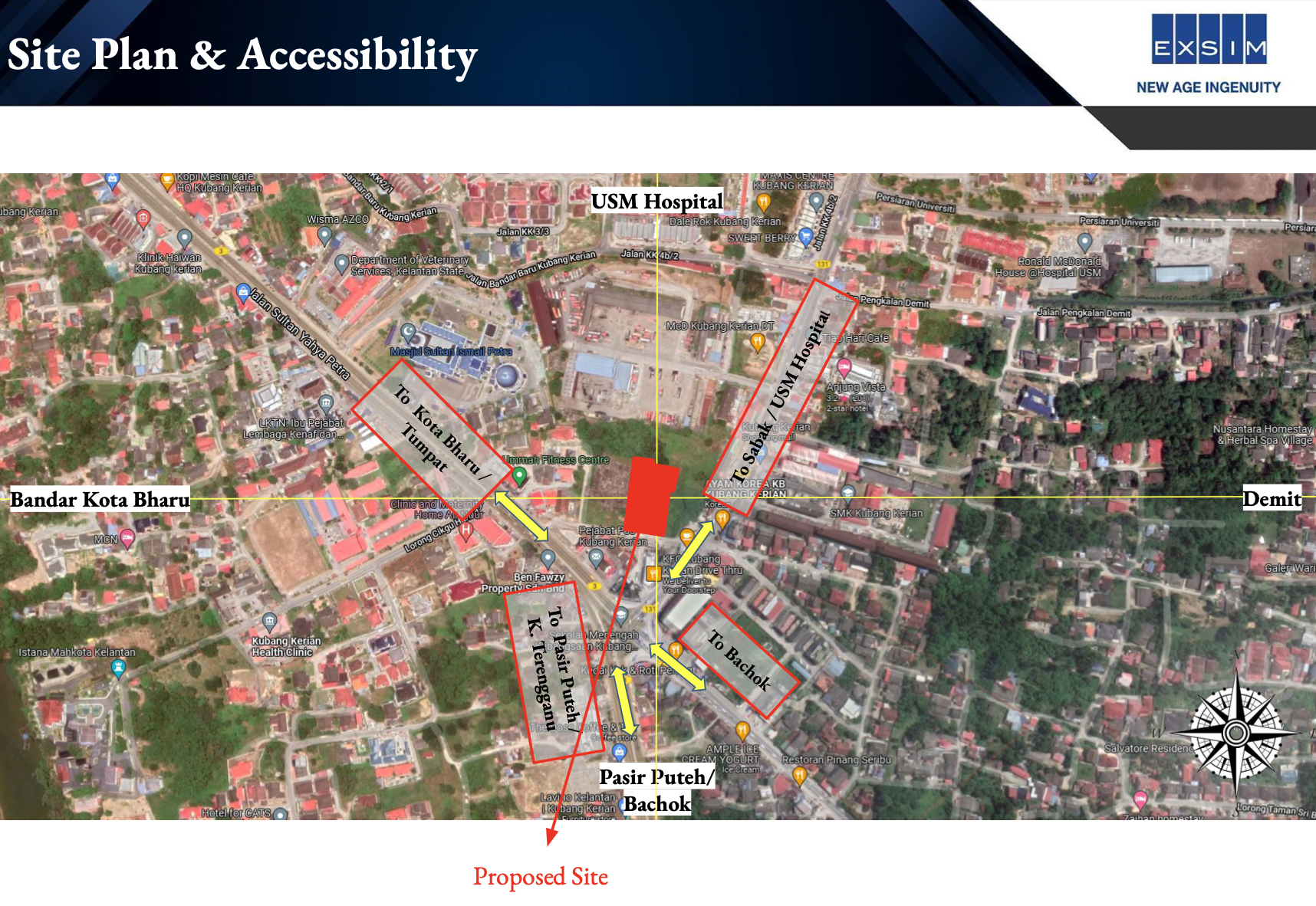 Site Location Map for EXSIM Erinaz Suites near USM Hospital
