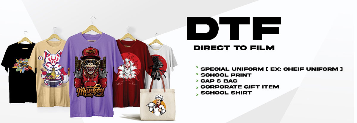 Apple Sport DTF printing examples for T-shirts, uniforms, bags and apparel