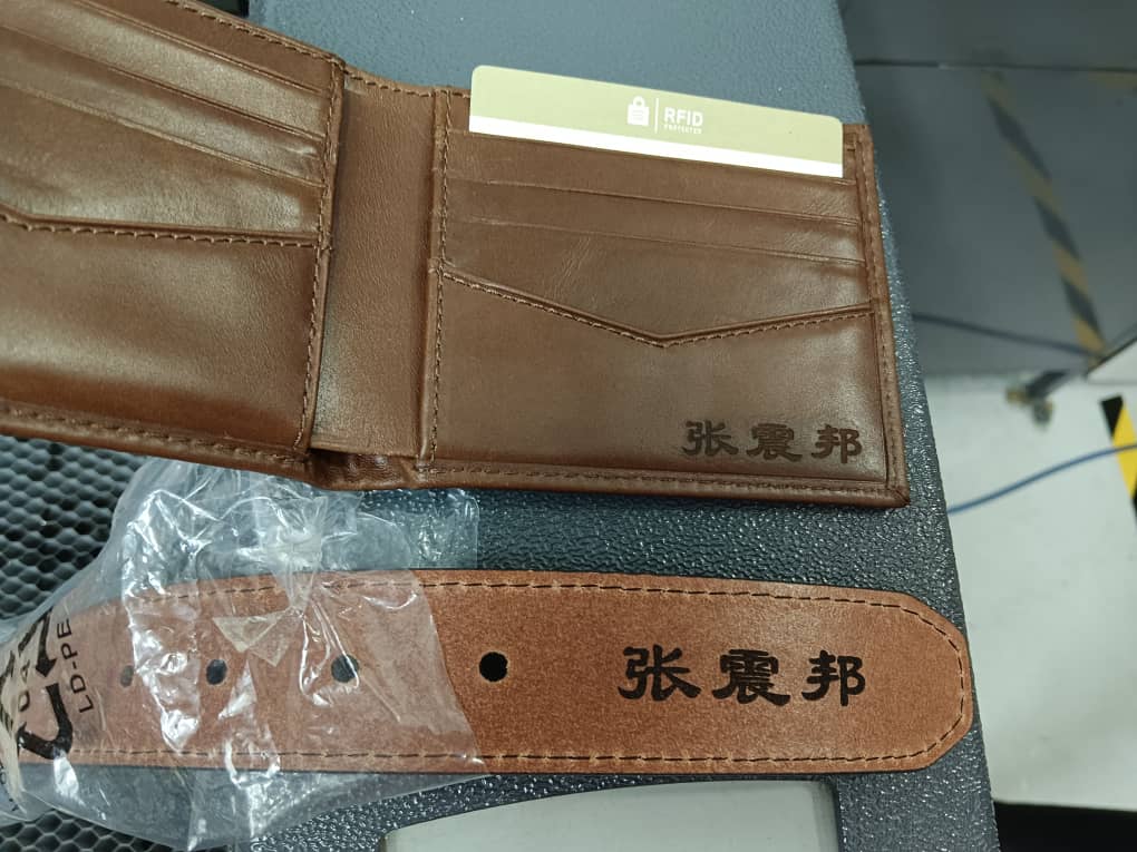 Leather wallet and belt name engraving in KL Malaysia