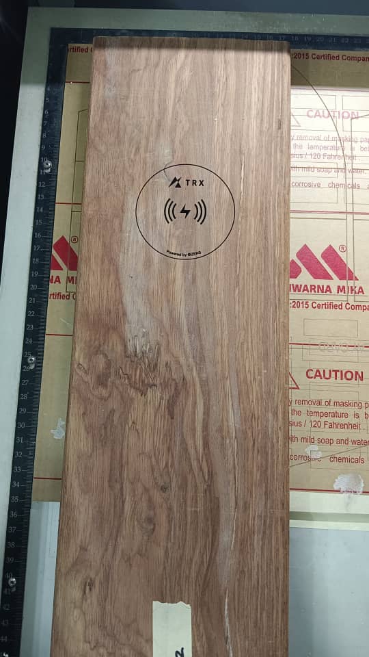 Wood board laser engraving for brand logo and product marking